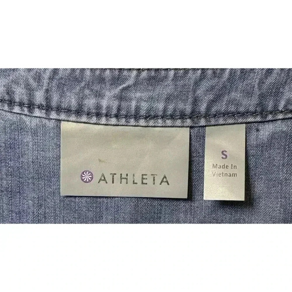 Athleta Small Chambray Tencel Sleeveless Hana Henley Dress - Picture 3 of 6